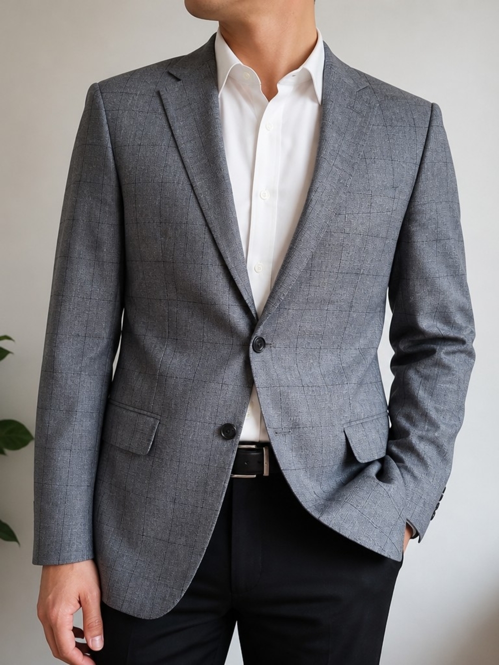 Orvieto Men’s Grey Check Wool Blazer – Size 40C.
